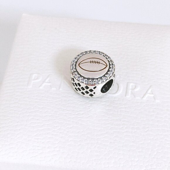 Pandora Engravable Football Charm Bead S925 Silver with box - Picture 3 of 9